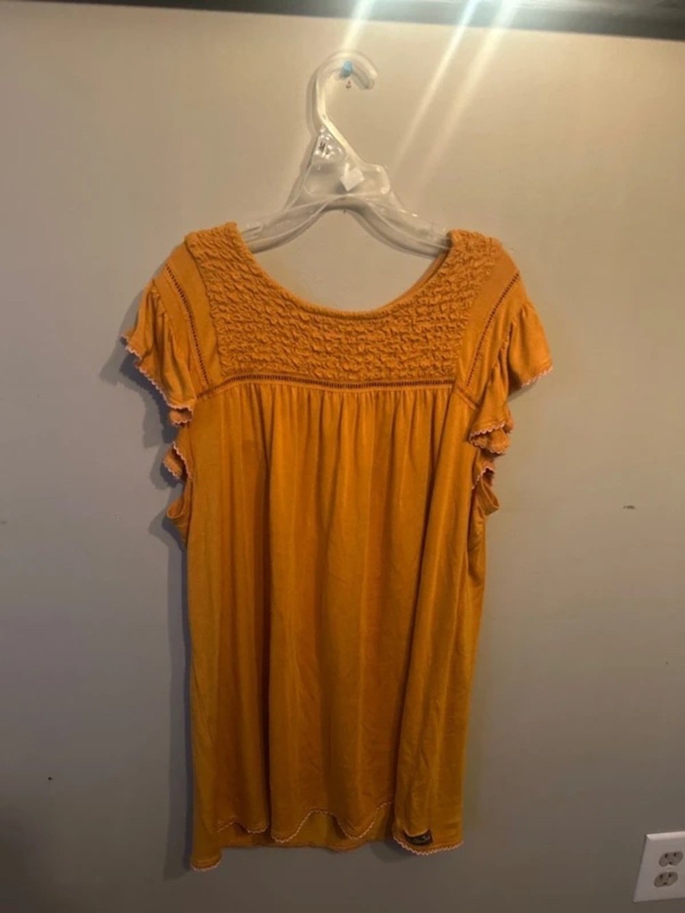 Matilda Jane Mustard Smocked Yoke Short Sleeve Top - Picture 1 of 3